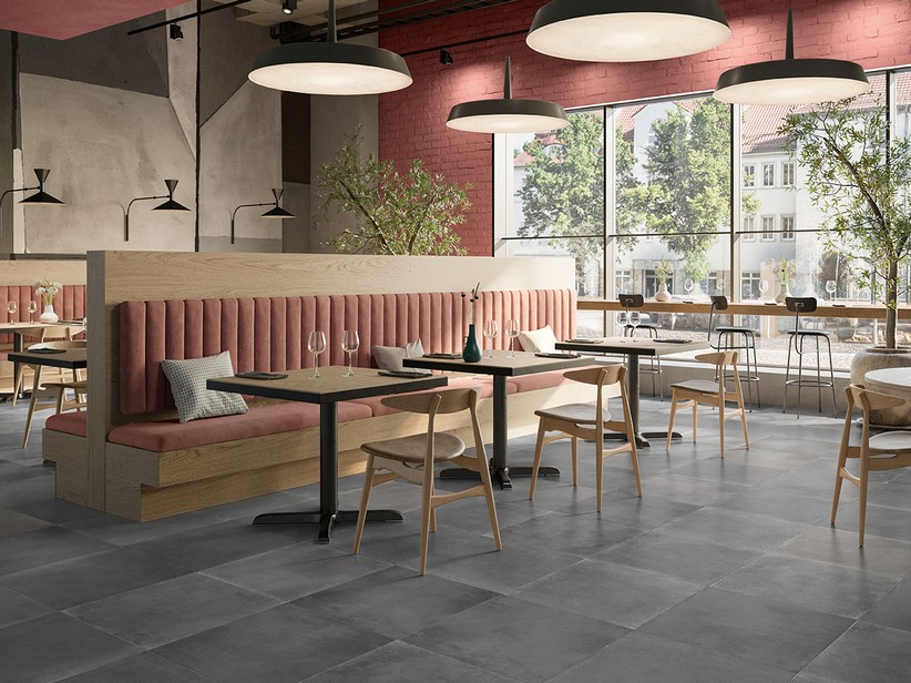 Carrelage effet beton Restaurant