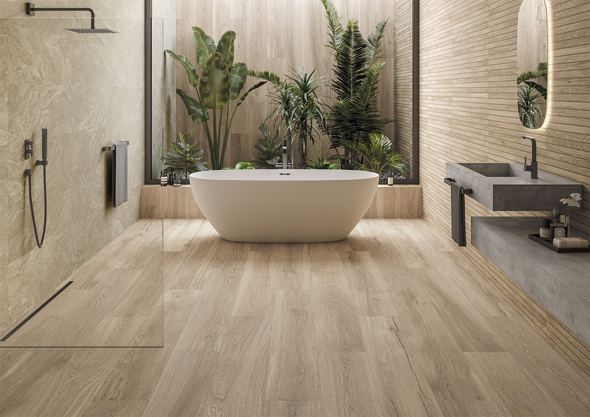 Carrelage effet bois - magasin salle de bain