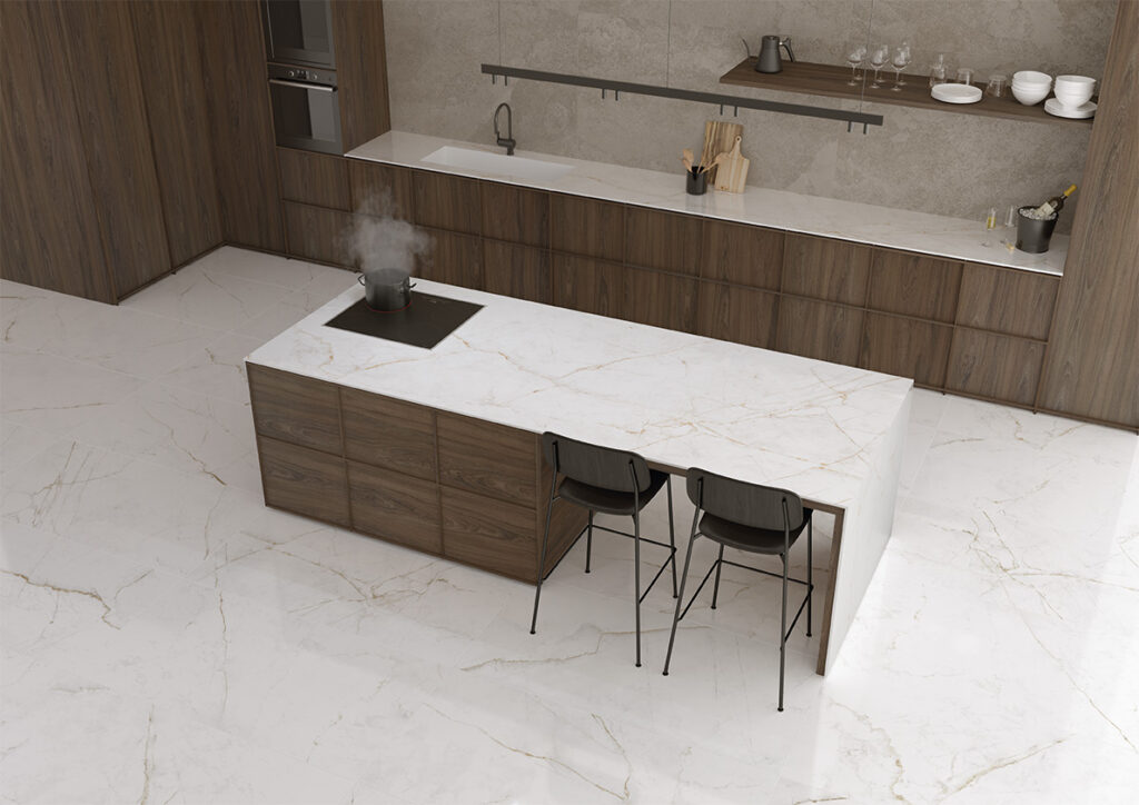 Carrelage effet marbre cuisine